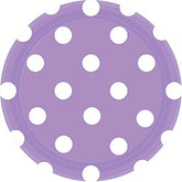 Lavender Dots Dessert Paper Plates Color Party Disposable Tableware, Round, 7", Pack of 8.